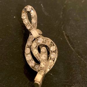 🥳HP🥳 80s Vintage music note 🎼🎶 rhinestone 💎 pin